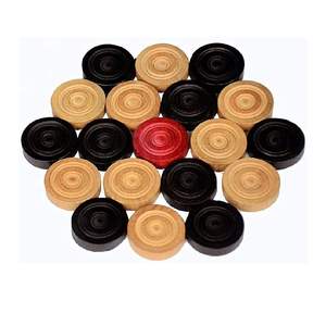 Jetons et poudre de carrom pour enfants et adultes, jetons en bois, plastique acrylique transparent, 1 jeu de 20 et 24 jetons, livré avec 1 bâton de jeu - Product Image 2