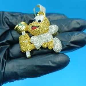 Colgante de Moissanita Baby Angel de Plata Sólida 925, Joyería Hip Hop, Colgante con Dijes de Dibujos Animados Iced Out, Colgante Bling de Moda para Raperos - Product Image 1