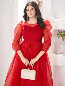 เดรสสไตล์ตะวันตกแบบลำลองน่ารักแฟชั่นใหม่ประจำฤดูร้อนปี 2026 ผ้าออร์แกนซ่า แขนพอง คอทรงโอ ไซส์พลัสสำหรับผู้หญิง - Product Image 6