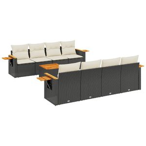 Conjunto de sofás de jardín de ratán PE negro de 92.1 pulgadas de ancho - Product Image 2