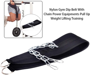 synthetic leather new Weight Lifting Dipping <b>Belt</b> Dip <b>Chain</b> Pull Ups - Product Image 4