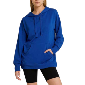 Women's Oversized Hooded Casual <b>Sweatshirt</b> Solid <b>Pink</b> Long Sleeve Knitted Breathable Pullover Pockets Front Printed Spring - Product Image 3
