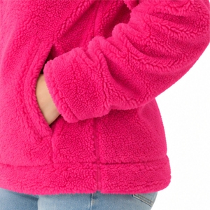 Veste en polaire sherpa pour femme, douce et décontractée, entièrement zippée, vêtement d'extérieur d'hiver, texture sherpa douce, fermeture éclair intégrale sur le devant, col haut - Product Image 6