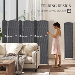 Paravento Divisorio Pieghevole a 6 Pannelli, Altezza 5.6 Piedi, Schermo per Privacy per Casa e Ufficio, Grigio Antracite - Product Image 5