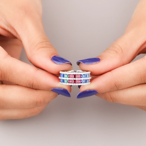 Geometric Cocktail <b>Ring</b> Princess Cut Moissanite Inlay Alloy Hip Hop IGI Certified Shopping Party Jewelry Glam Style - Product Image 4