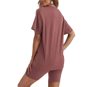 Conjunto de 2 Piezas para Mujer, Shorts Tejidos, Cuello Redondo, Color Sólido, Corte Holgado, Informal, Transpirable, para Uso Diario, Primavera/Verano - Product Image 6