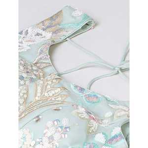 Étonnant Pista Vert Paillettes Net Wedding Wear Lehenga Choli - Product Image 4