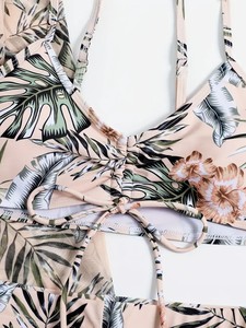 Ensemble bikini 3 pièces à imprimé floral pour femmes, dos nu, short à nouer devant, en mousseline de soie, écologique, tankinis rembourrés amovibles - Product Image 6