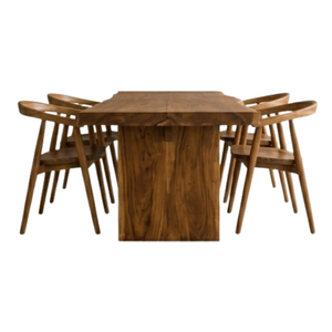 Ensemble de table à manger en teck ARTERRA Premium Villa Decor, chaise en teck à dossier incurvé, finition en teck naturel à bords bruts, moderne, pour restaurant - Product Image 2
