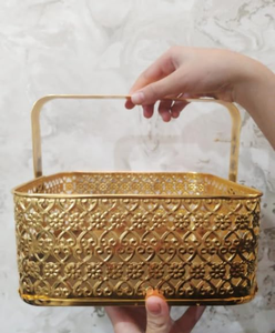 Metal <b>Hamper</b> Basket with Handle <b>Storage</b> Basket for Pooja, <b>Hamper</b>, Gifting, Home Decor Handcrafted Decorative - Product Image 3