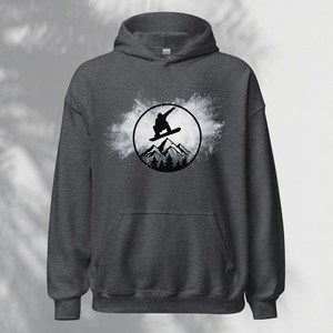Sudadera con Capucha Gris Oscuro para Hombre con Estampado de Snowboarder, Ropa Casual de Invierno - Product Image 6