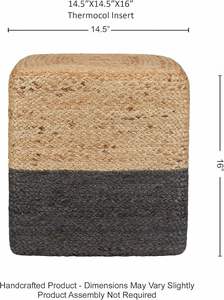 Puf Redondo de Yute Hecho a Mano, Reposapiés Plegable Rústico y Acogedor para Dormitorio, Cocina, Hotel, Apartamento, Casa de Campo, Villa - Product Image 2