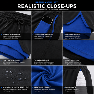 Custom Men’s 2 in 1 Gym Training <b>Shorts</b> Quick Dry Lightweight Running Workout <b>Shorts</b> <b>with</b> Compression Liner <b>Phone</b> <b>Pocket</b> OEM - Product Image 3