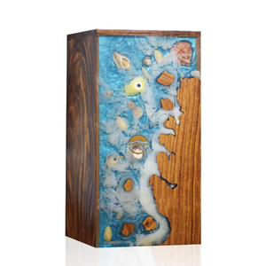 Urna Rectangular de Madera Hecha a Mano con Diseño de Resina de Olas Oceánicas, Urna de Cremación Única de AYAANS - Product Image 5