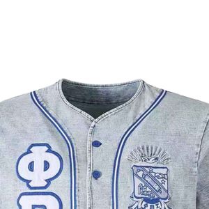 Maillot de baseball en jean Phi Beta Sigma pour hommes – Coupe confortable, qualité supérieure, vêtements de fraternité grecque, tenue athlétique décontractée - Product Image 2