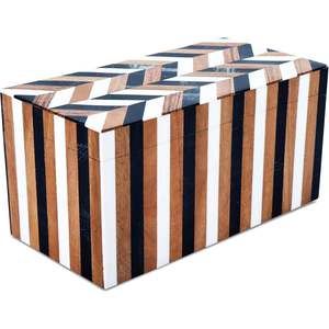 Rectangular Wood <b>Storage</b> <b>Box</b> Black White <b>Brown</b> Geometric Pattern Multi-Use Jewelry Organizer - Product Image 3