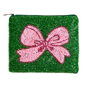 กระเป๋าถือโบว์ประดับลูกปัดทำมือ กระเป๋าคลัทช์ใบเล็กสำหรับผู้หญิง กระเป๋าใส่เหรียญแบบมีซิป ดีไซน์โบว์เก๋ไก๋ สายสะพายโซ่ รับผลิตแบบ OEM - Product Image 5