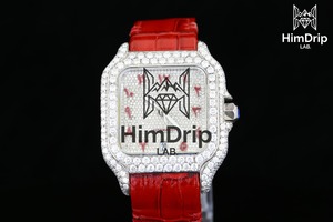 Montre-bracelet de luxe personnalisée de qualité supérieure avec verre en quartz, bracelet en acier inoxydable et moissanite, résistante à l'eau, élégante et tendance pour - Product Image 6