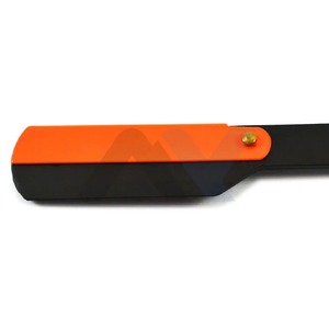Rasoir de barbier professionnel de luxe à lame droite, manche en bois orange massif, logo personnalisé, rasoir à lame coupante noire - Product Image 5