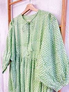 Pur coton Boho coloré confortable vêtements de jour élégant Maxi robe indien bloc impression broderie respirant caractéristique pour l'été décontracté - Product Image 5