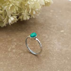 Vintage Natural Turquoise Gemstone Bezel Set <b>Ring</b> Brass 925 Silver Plated Textured Band Dainty Boho <b>Adjustable</b> Daily Wear Unisex - Product Image 4