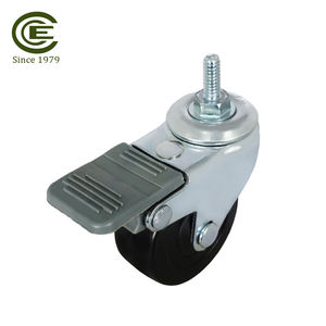 Rueda Giratoria de 2 Pulgadas con Freno, Eje Roscado de 1/4 de Pulgada, Ruedas de PVC Negras para Muebles, Estantes de Exhibición y Carritos - Product Image 3