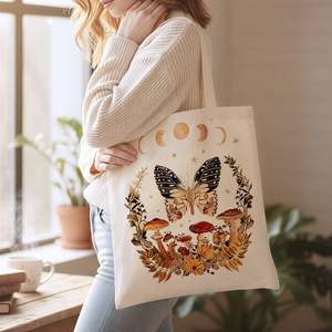 Custom <b>Print</b> Logo <b>Extra</b> <b>Large</b> Casual Cotton Canvas Reusable Handled Tote Bag Shoulder Closure for Supermarket Shops Beach Use - Product Image 1