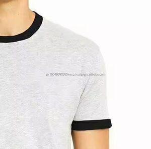 T-shirt pour homme 100% coton polyester, poids lourd, col rond, manches contrastées, vêtement décontracté - Product Image 6