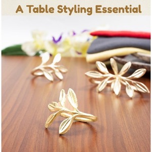 Anneaux de serviette en feuille d'or pour la décoration de table de mariage - Product Image 1
