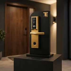 Cerradura Inteligente para Puerta de Hotel TES-302SB de Acero Inoxidable Dorado con Tarjeta Electrónica RFID y Sistema de Acceso Controlado por Aplicación - Product Image 2