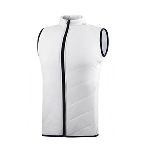 <b>Men's</b> <b>White</b> Water-Repellent Zip-Up <b>Vest</b> Sleeveless Jacket Stand Collar Lightweight Sporty ODM - Product Image 6