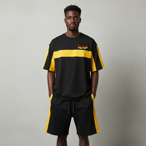 Conjunto de 2 Piezas para Hombre, Estilo 2026, Cuello Redondo, Logotipo Personalizado Serigrafiado, Bloques de Color Personalizados, Transpirable, Corte Holgado, Alta Calidad - Product Image 1