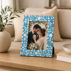 Elegant Mother of Pearl Inlay Wood Hand Carved Lightweight Full Color Vertical Photo <b>Frame</b> Tabletop/Wall <b>Mount</b> Custom Size - Product Image 4