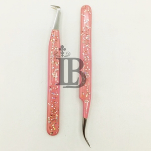 Pinzas de Pestañas con Purpurina Rosa, Pinzas de Extensión de Pestañas de Visón Sostenibles, Pinzas de Extensión de Pestañas Postizas con Logotipo - Product Image 6
