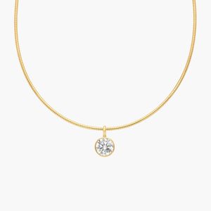 Women's Luxury Collar <b>Necklace</b> with Bezel Set 2 CTW Round Cut Lab-Grown Diamond in Yellow Gold - Product Image 1