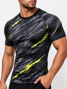 T-shirt de sport pour homme, tendance, noir, gris, jaune, imprimé par sublimation, manches longues, anti-UV, écologique, séchage rapide, polyester, adulte - Product Image 5