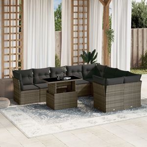Conjunto de Sofás de Jardín de Ratán Gris Oscuro, 6 Plazas, Resistente a la Intemperie, Muebles de Exterior de Diseño Contemporáneo - Product Image 1