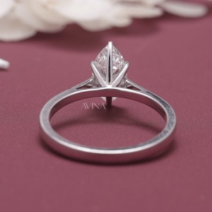 IGI Certified Marquise Cut Diamond Solitaire Engagement - Wedding <b>Ring</b> in Solid 925 Sterling <b>Silver</b> - Product Image 4