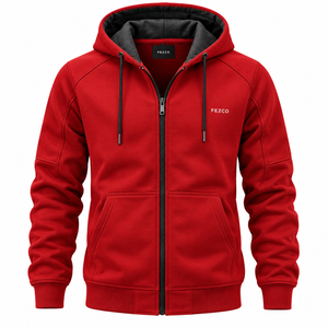 Sudaderas con capucha para hombre con diseño práctico, logotipo personalizado bordado, teñido liso, ecológicas, 100% algodón, forro polar grueso para hombre - Product Image 2