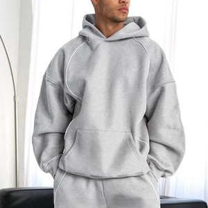 Sweat-shirts et hoodies pour hommes avec logo personnalisé, sweat-shirt en coton avec design à lignes blanches, hoodie décontracté pour hommes, vêtements de sport pour hommes - Product Image 3