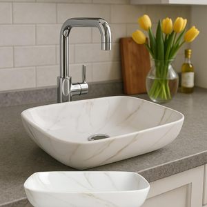 Lavabo de Mármol Blanco de Lujo para Baño - Ecológico y Duradero a Bajo Precio - Product Image 4