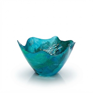 Tazón de Resina Epoxi Ecológico al por Mayor con Borde Ondulado Irregular, Tazones Decorativos de Lujo en Azul Turquesa para Hogar Moderno y Hotel - Product Image 1