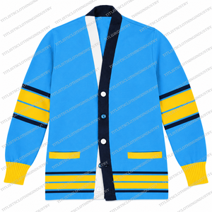 Pulls à col en V de haute qualité très demandés pour les sororités, les fraternités, les écoles, les collèges, les universités, avec logos, cardigans tricotés - Product Image 1