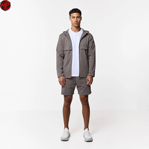 Conjunto de Chaqueta Cortavientos y Pantalones Cortos de Nylon Personalizados para Hombre, con Cremallera Completa, Capucha, Estampado de Invierno, Tallas Grandes, Venta al por Mayor, Personalizable - Product Image 2