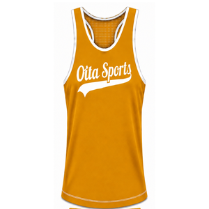 Golden Yellow <b>White</b> Swim <b>Tank</b> <b>Top</b> Sleeveless Racerback Lightweight Quick Dry Breathable Training Performance Athletic Swimwear - Product Image 1