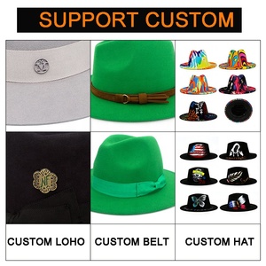 Wholesale Custom Made Fedora Hats Solid Color Custom Fedora Hat Men Women <b>Wide</b> Brim Fedora Premium Quality manufacturer - Product Image 2