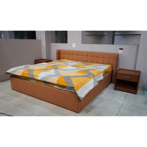 Cama Moderna King Size Acolchada y Tapizada con Cabecera de Cuero PU/Terciopelo/Tela, Estructura Resistente con Recubrimiento en Polvo CRCA - Product Image 1