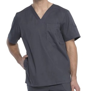 Unisex Hospital <b>Scrub</b> <b>Tops</b> in Polyester/Spandex Woven Fabric with Needle Detection and Seamless Fusing - Product Image 4