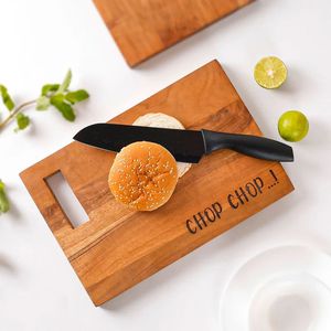 Tabla de cortar de madera rectangular con asa grabada, tabla de cocina para cortar y servir - Product Image 1