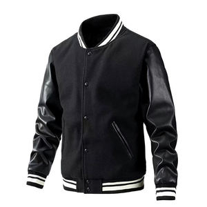 Wholesale Price Men's 100% Wool Body Leather Sleeves <b>Winter</b> Varsity <b>Jackets</b> Custom Made Front <b>Waterproof</b> Breathable Windproof - Product Image 4